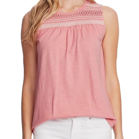 Vince Camuto Tops - Vince Camuto Pink Embroidered Tank Top